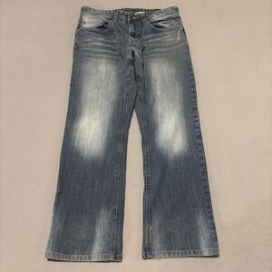 Buffalo David Bitton Driven-X Jeans 34x32 Blue Denim Straight Faded Grunge Y2K